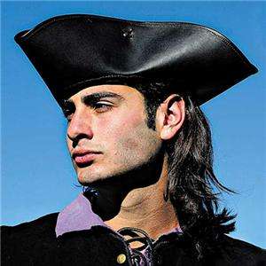BUCCANEER Captain Jack PIRATE TRICORN HAT Leather NEW  