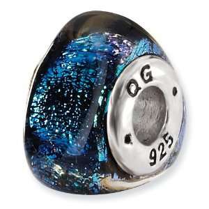   Sterling Silver Reflections Blue Dichroic Glass Triangle Bead Jewelry