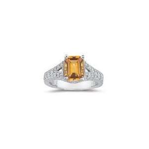  0.51 Ct Diamond & 1.67 Cts Citrine Ring in 18K White Gold 