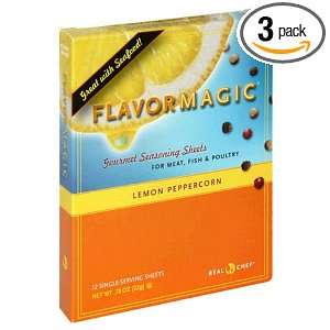 Flavor Magic Gourmet Seasoning Sheets, Lemon Peppercorn, 12 Count Box 