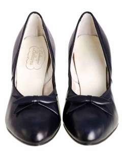Vintage Navy Blu Leather Pumps Shoes NIB 1950s Size 7C  