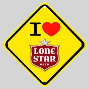  I Love LoneStar Beer Logo Car Window Sign 