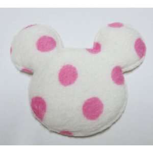 30pc White Mouse Head w Pink Dots Felt Padded Applique Embellishment 