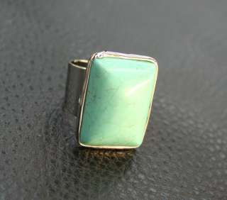 TURKISH TRADITIONAL SILVER PLATE TURQUOISE RING SIZE 8.  