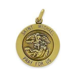 14 Karat Yellow Gold Saint Michael Religious Medal Medallion with 18 