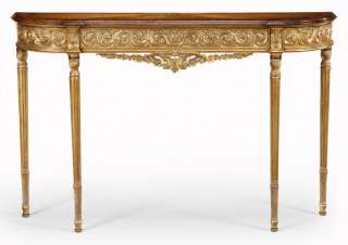 Jonathan Charles Carved Gilded Narrow Console Table  