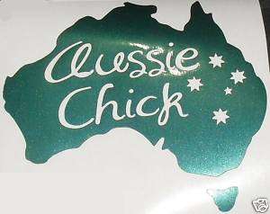 AUSSIE CHICK   Car Decal HOLOGRAPHIC silver** **  