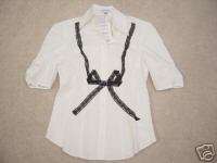 BEBE NWT SHIRT Lace Bow Cotton Amanda blouse TOP 89$ S  