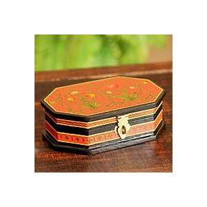 NOVICA Wood box, Tangerine Blossoms