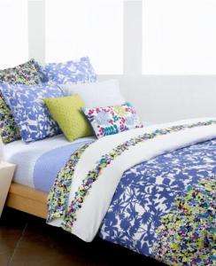 Periwinkle Blue Floral 3pc DUVET SET King Ombre Cotton NEW  