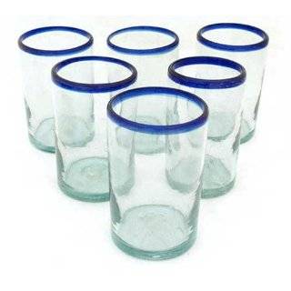 Blue and Clear Drinking Glasses, Classic (Set of 6)