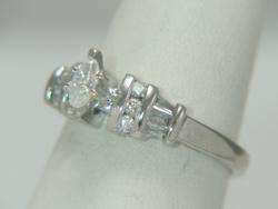 Platinum Marquise Round & Baguette .50ct Diamond Engagement Ring 