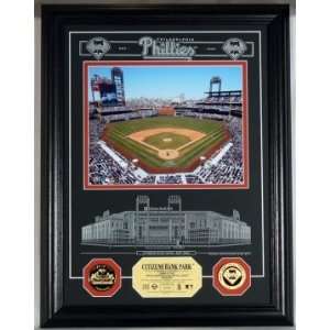 Citizens Bank Park Archival Etched Glass w/ two Gold Coins  