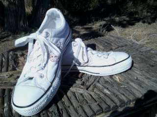   Stars Re Issue White Leather Shoes Tennis POLKA DOTS LKNEW 9  