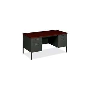   Double Pedestal Desk   2 File Drawers   Mahogany Top