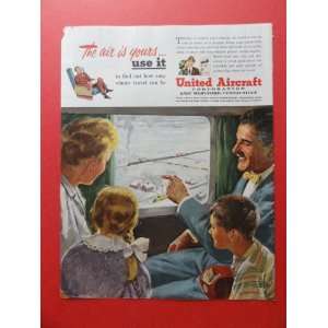  Aircraft Corp. print advertisement (family looking out of airplane 