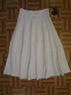   White Fully Lined Linen Long Pleated Skirt 10 NWT 33 Waist  