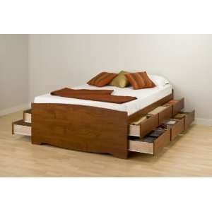  Cherry Tall Queen Captains Platform Storage Bed with 12 