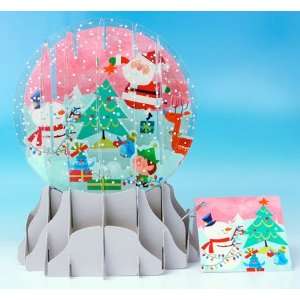  Christmas Greeting Card Pop up 3 d Snow Globe Tree 