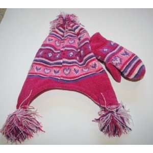 Toby N.Y.C. Toddler Hat & Mittens Set   Hot Pink Size 4 6 