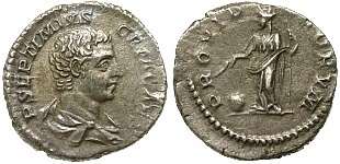 FORVM Geta Rome Silver denarius VF toned  