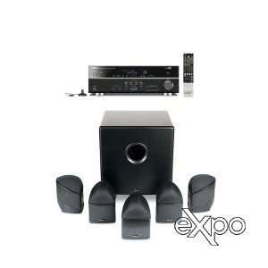 Compact Home Theater Speaker System 5 satellite speakers and a powered 