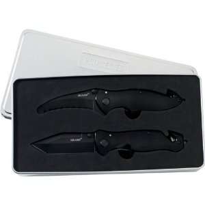  Maxam 2pc Liner Lock Knife Set Anodized Aluminum Handles 