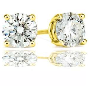 Pure .925 Sterling Silver 14 K Gold Plated Round Stud Earrings 2.00 