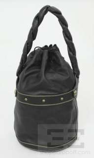 Fendi Black Pebbled Calfskin Leather Drawstring Bucket Bag  