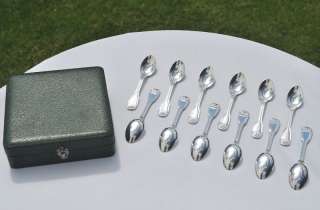 Ercuis Shell Silver Plated 12 Espresso Coffee Spoons FR  