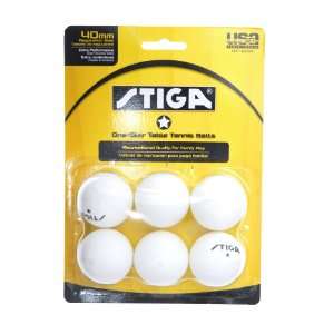  Stiga 1 Star Pack of Six Table Tennis Balls (White 