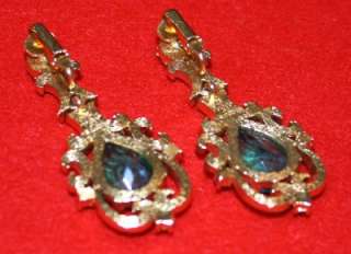 Vintage Signed DOrlan Faux Emerald Earrings  