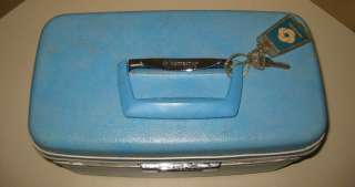   Samsonite Silhouette Luggage Beauty Travel Train Case w/Mirror Blue