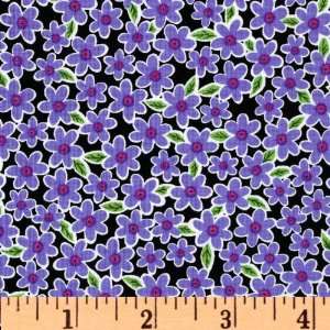   Petite Flowers Black/Violet Fabric By The Yard Arts, Crafts & Sewing