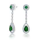 Bling Jewelry Emerald Green Color CZ Teardrop Crown Chandelier Drop 