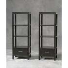 Linon Sutton black finish wood Media tower book shelf with drawer at 