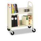   Slant Shelf Single Sided Book Cart/Stand 2 Shelf 26 X 14 X 32 Putty