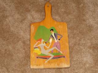 NEVCO WOODEN CUTTING BOARD MAN & WOMAN VINTAGE 1961  