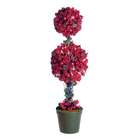 GKI/Bethlehem Lighting 24 Pre Lit Cranberry Berry Double Ball Topiary 