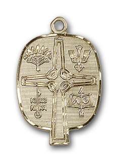 12K Gold Fill Presbyterian Medal Cross Pendant Necklace  