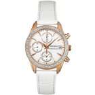 Seiko Chronograph Mother Of Pearl Dia White Leather Band Ladies Watch