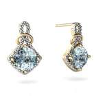   For Me Cushion Cut 14K Yellow Gold Aquamarine Antique Style Earrings