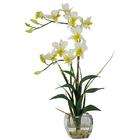   1135 CR Dendrobium with Glass Vase Silk Flower Arrangement  Cream
