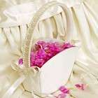   Gifts and Favors White Flower Girl Basket Tote By Cathy Concepts