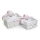 Badger Basket Nursery Basket Set with Smile Plush Animal   White 0096W 