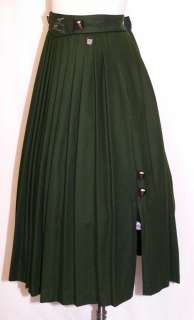 HAMMERSCHMID ~ GREEN Women BOILED WOOL German PLEATED Dress Swing LONG 