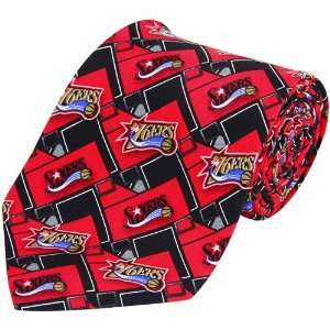  Philadelphia 76ers Red Black Pattern Tie Sports 