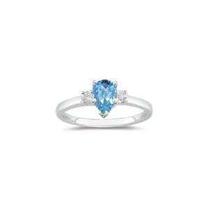   Diamond & 3.18 Cts Swiss Blue Topaz Three Stone Ring in Platinum 3.0