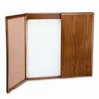   Conference Room Cabinet, Dry Erase/Cork Boards, 48 x 5 x 48, Med Oak