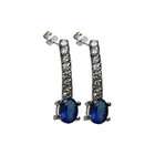 Silver Oval Sapphire Earrings  